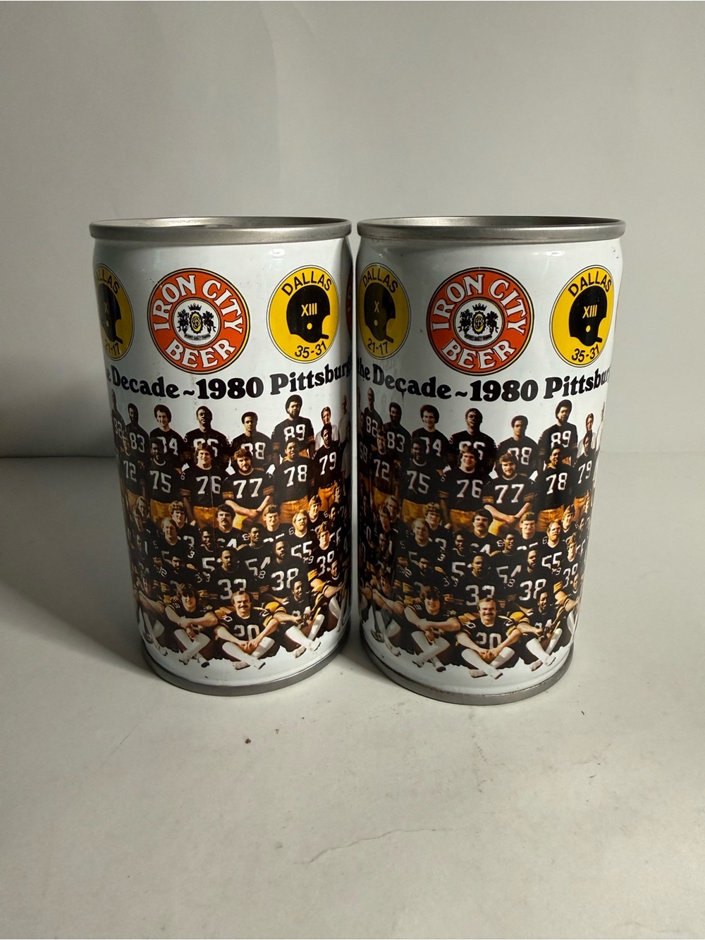 Vintage 1980 Pittsburgh Steelers Team of the Decade Iron City Beer Cans NFL